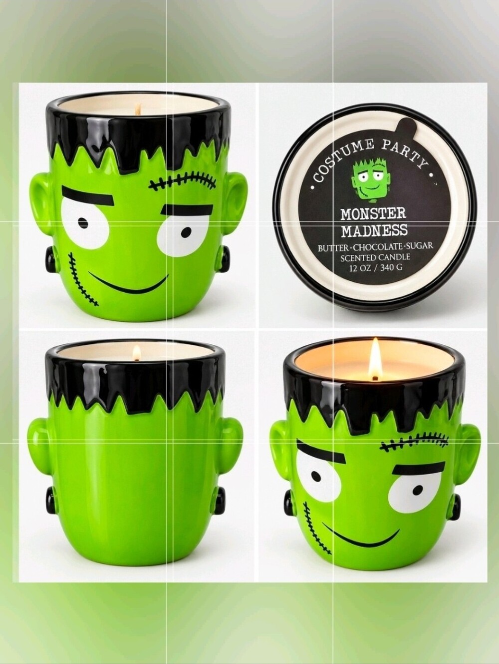 Costume Party “Monster Madness” Frankenstein Scented Candle – 12 oz Single Wick